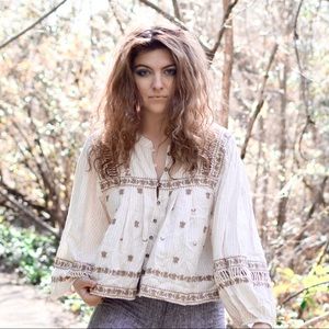 free people blouse with balloon sleeves